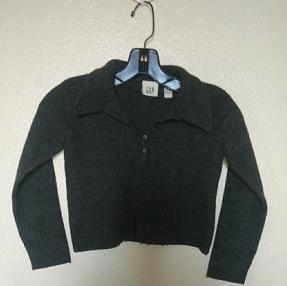 Crop top wool collar sweater